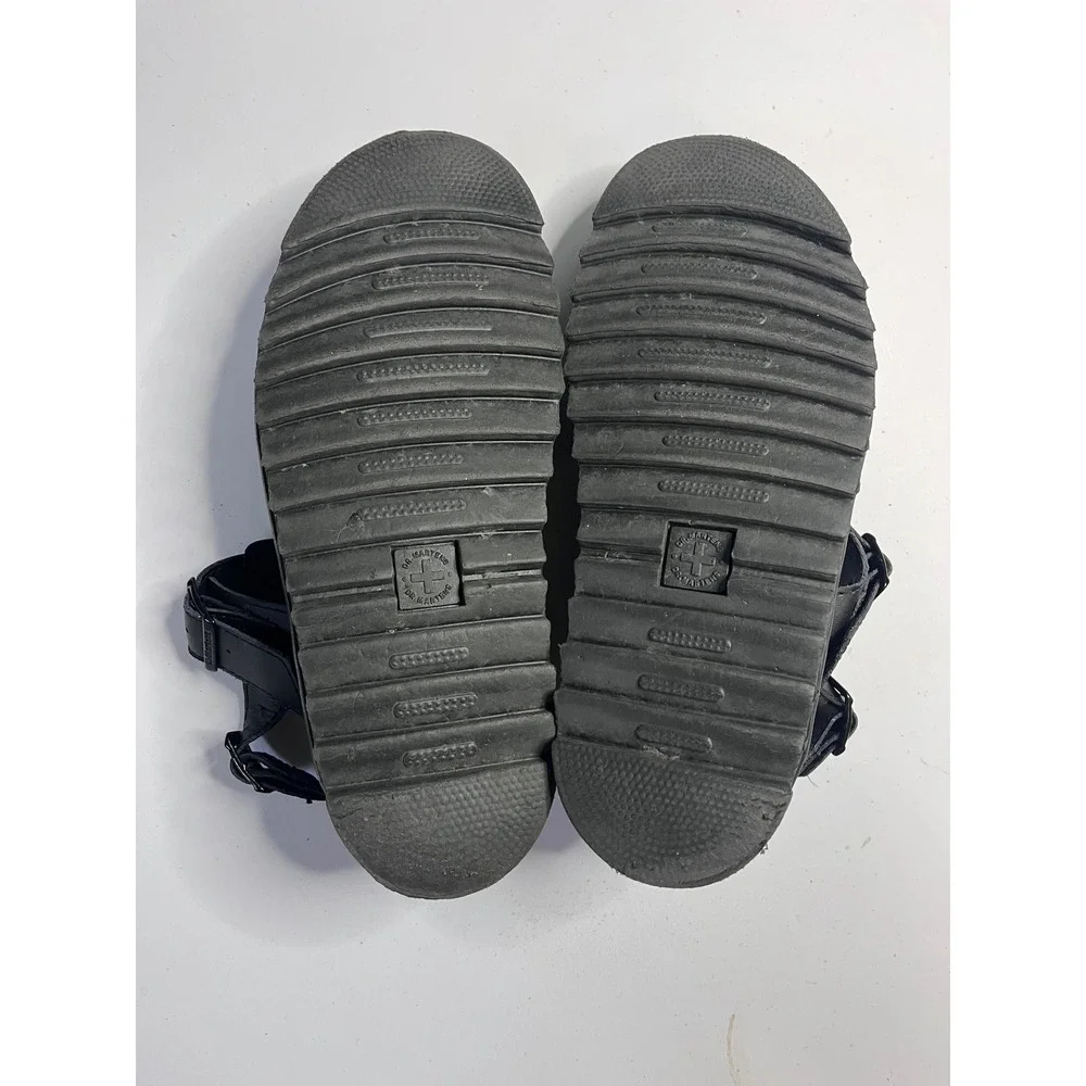 Dr. Martens Voss Black Hydro Leather Platform Sandals Womens 9 Adjustable Straps